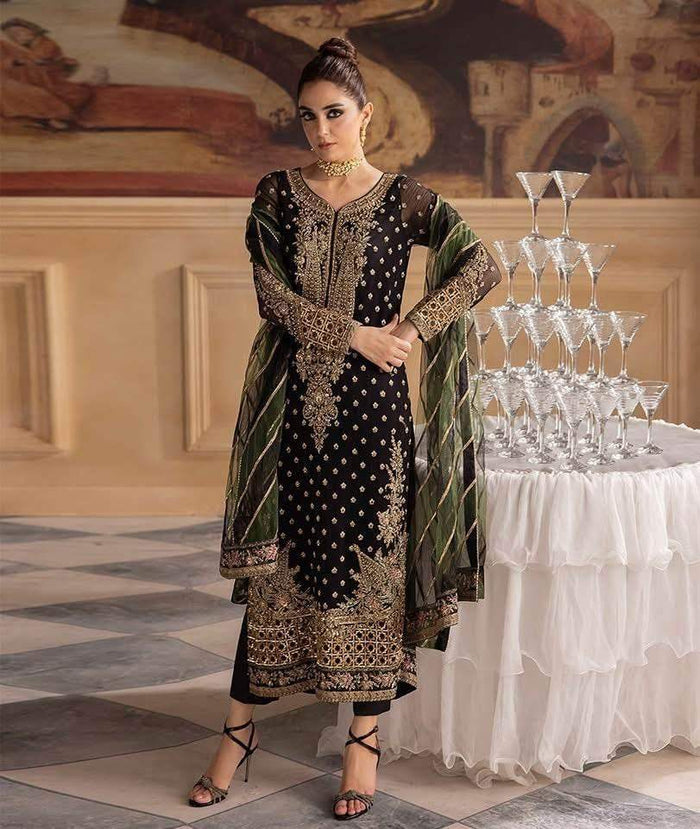 CHARIZMA CHIFFON UNSTITCHED EMB SUIT
