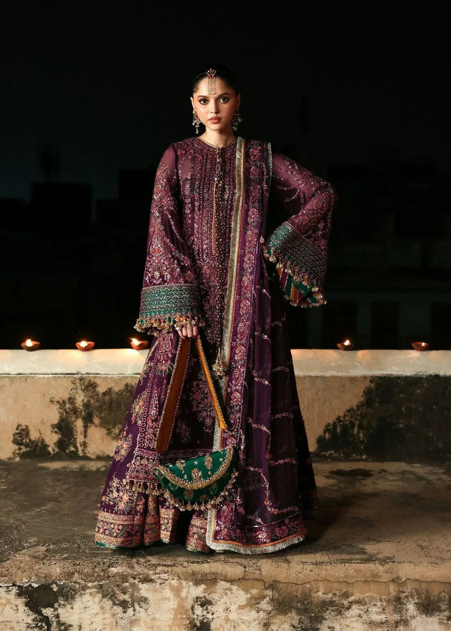 HUSSAIN REHAR ORGANZA UNSTITCHED EMB GHAZAL SUIT