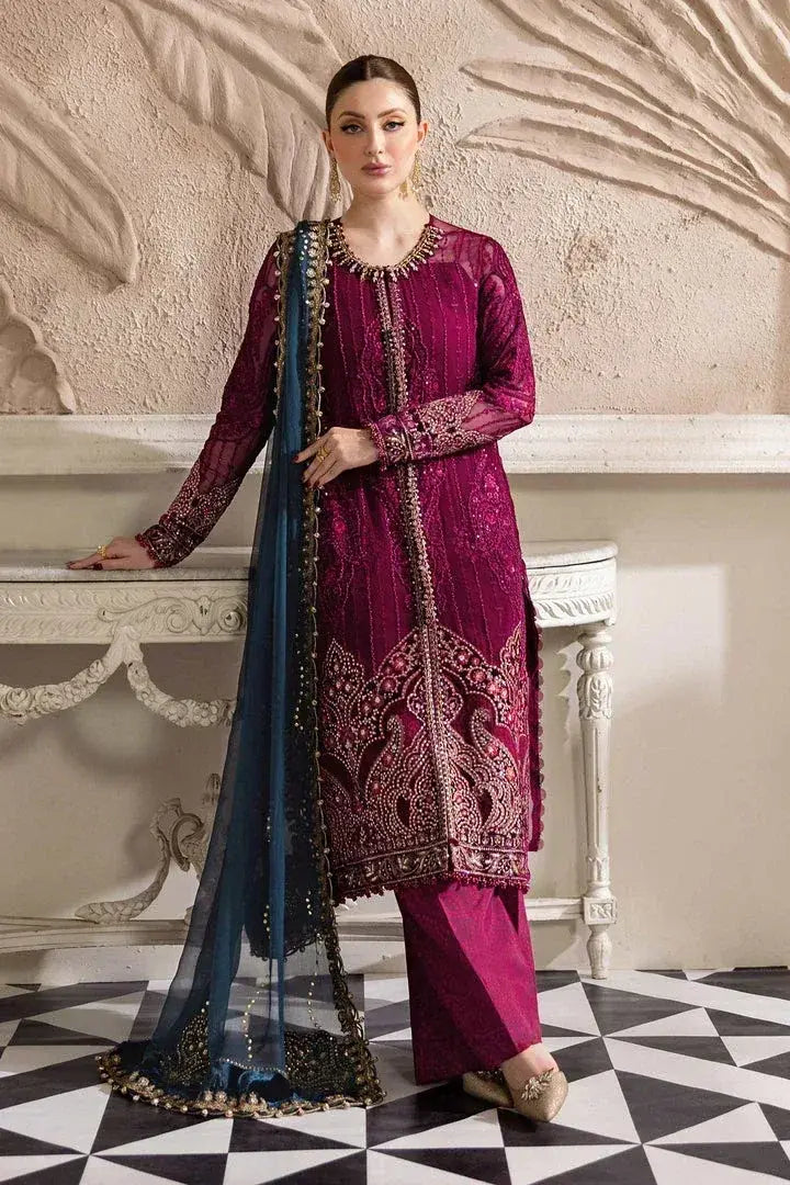 MARIA.B CHIFFON UNSTITCHED EMB D-2 SUIT