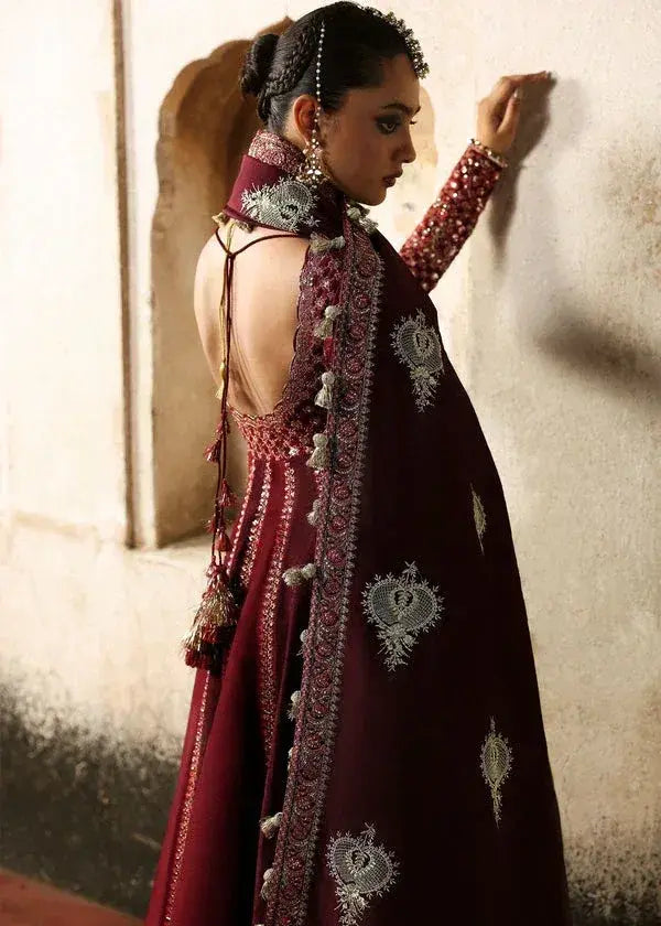 HUSSAIN REHAR RAW SILK UNSTITCHED EMB SUIT GULNAR