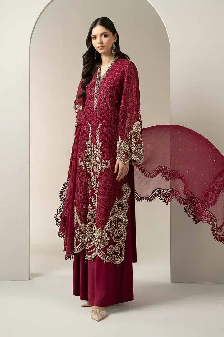 MARIA.B CHIFFON UNSTITCHED EMB SUIT 25-D3