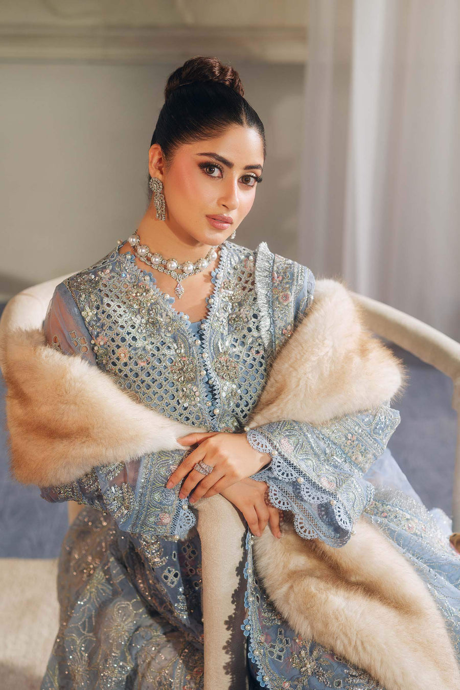 MARYAM HUSSAIN ORGANZA UNSTITCHED EMB ZURI SUIT