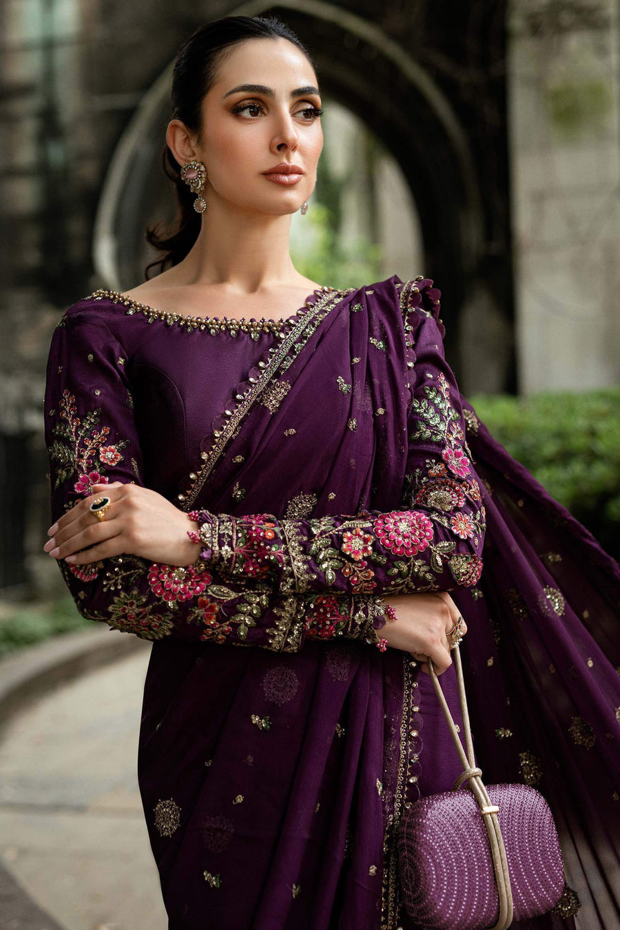 MARIA.B CHIFFON UNSTITCHED EMB D-1 SAREE