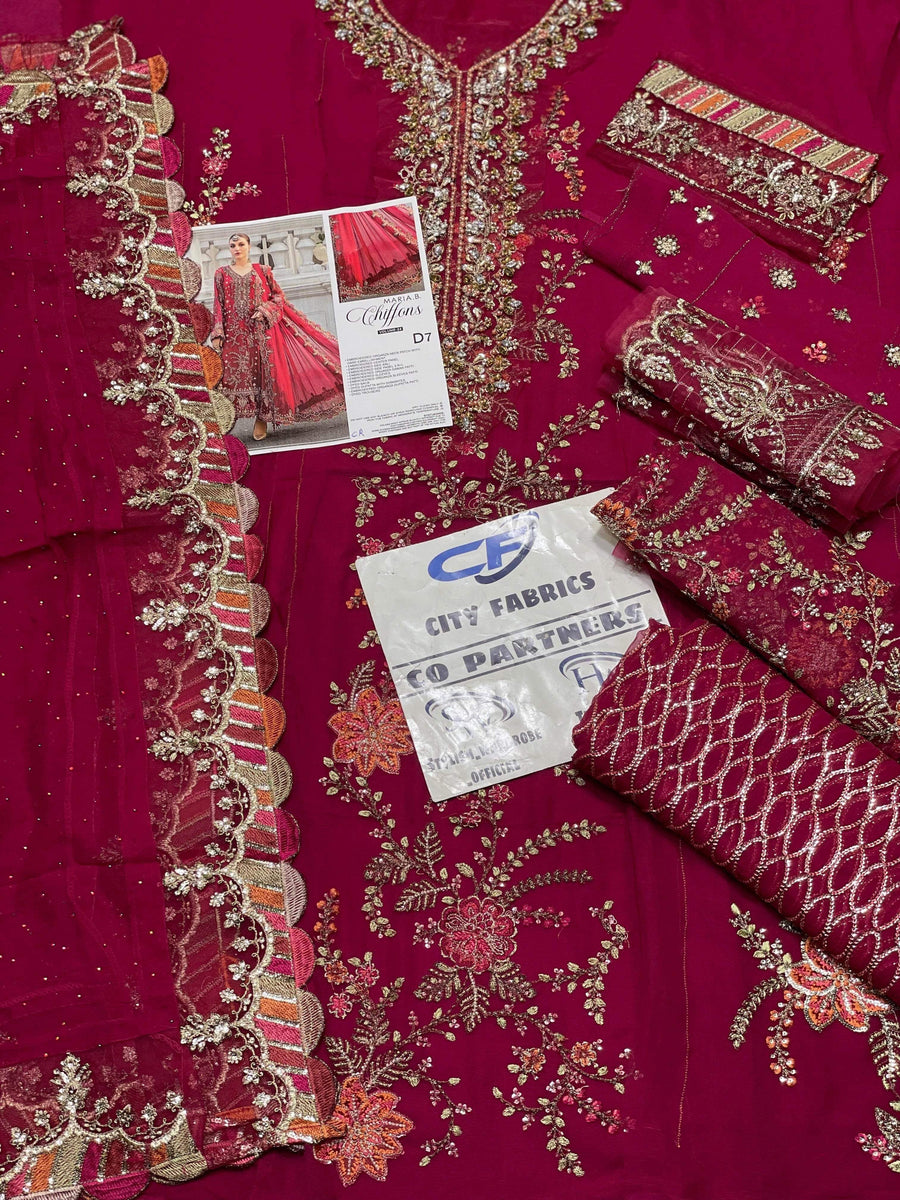 MARIA.B CHIFFON UNSTITCHED EMB SUIT