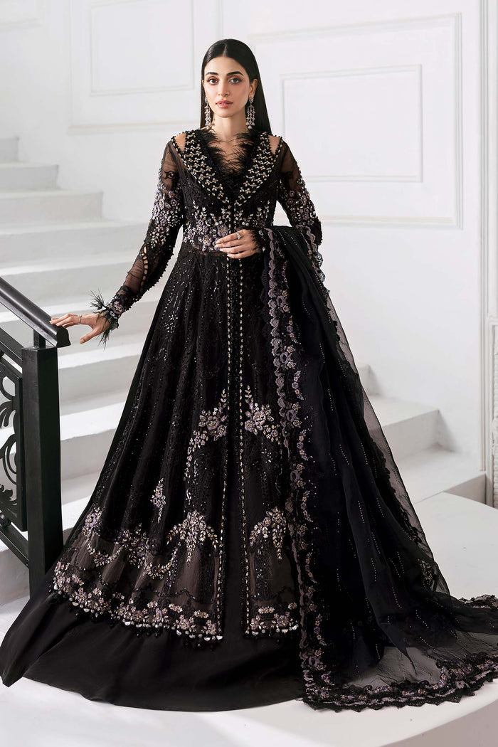 3 Piece Unstitched Embroidered Organza MC BLACK