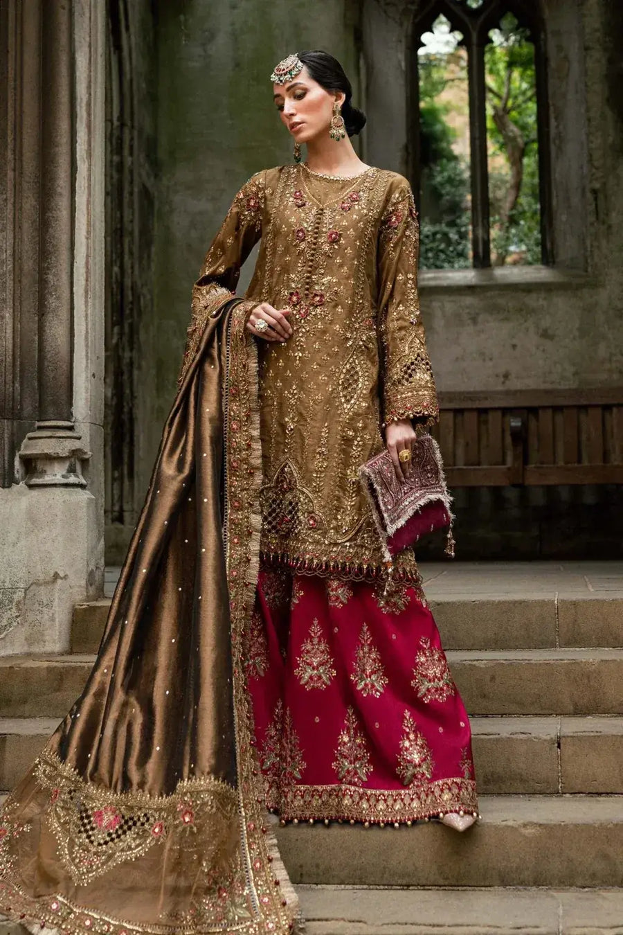 SOIRÉE RAW SILK UNSTITCHED EMB D-4 SUIT