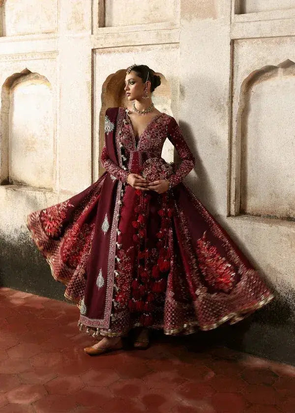 HUSSAIN REHAR RAW SILK UNSTITCHED EMB SUIT GULNAR