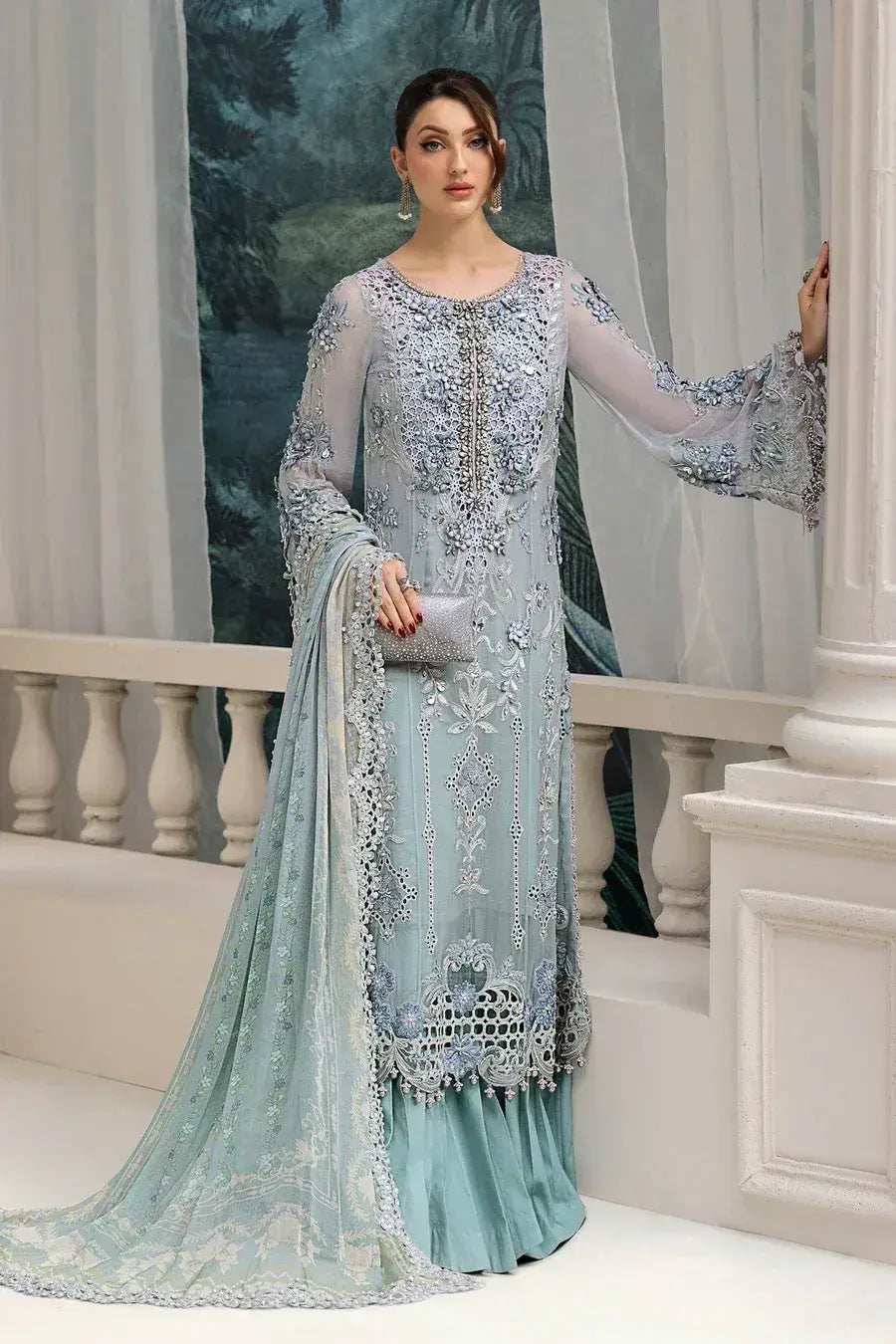 MARIA.B CHIFFON UNSTITCHED EMB D-8 SUIT