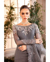 MARIA.B ORGANZA UNSTITCHED EMB SAREE