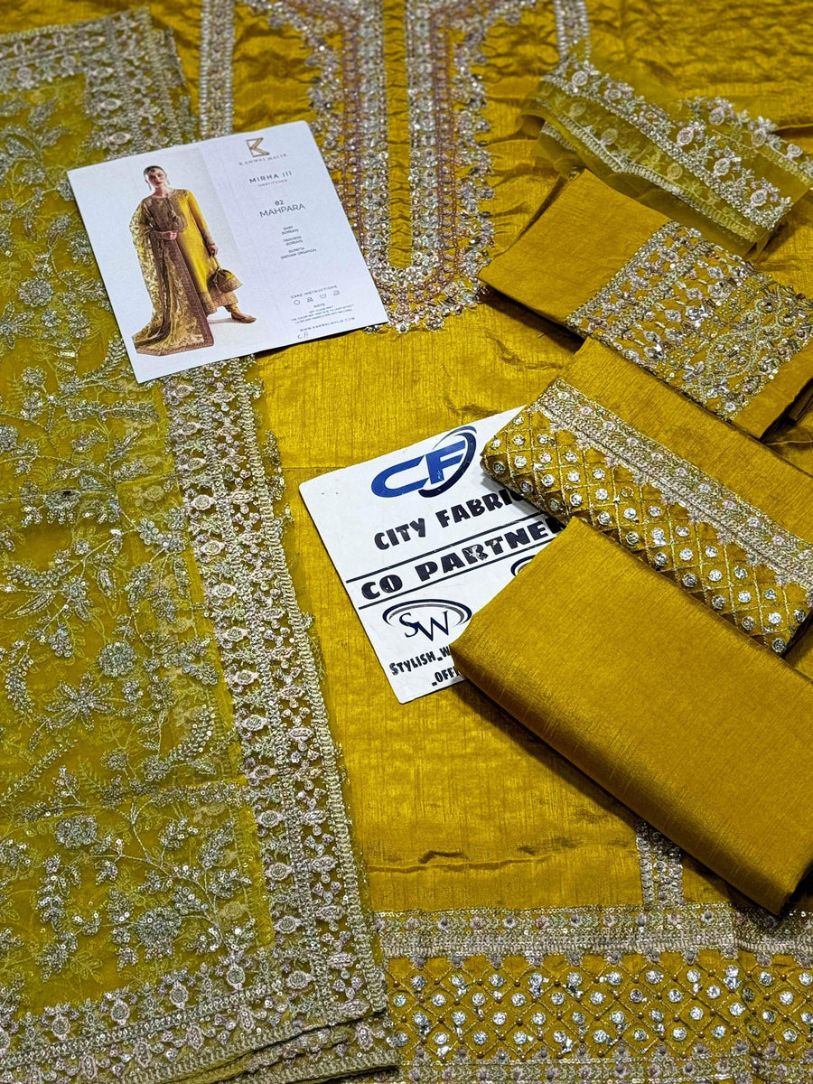 KANWAL MALIK RAW SILK UNSTITCHED EMB SUIT