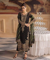 CHARIZMA CHIFFON UNSTITCHED EMB SUIT