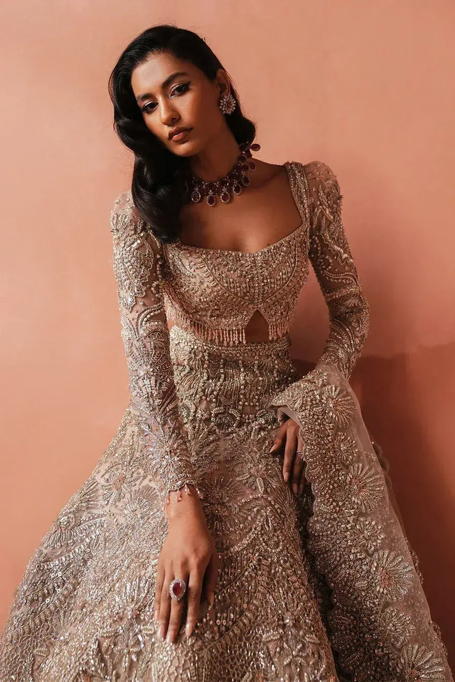 MARYAM HUSSAIN ORGANZA UNSTITCHED EMB CATHERINE SUIT
