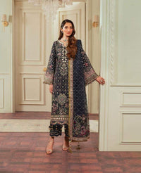 BAROQUE RAW SILK UNSTITCHED EMB SUIT