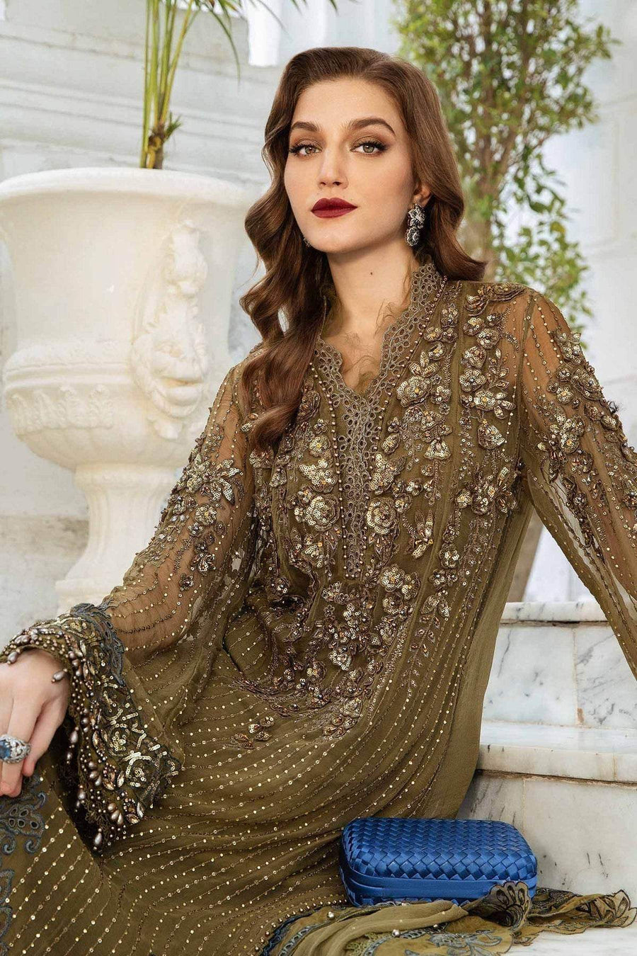 MARIA.B CHIFFON UNSTITCHED EMB SUIT