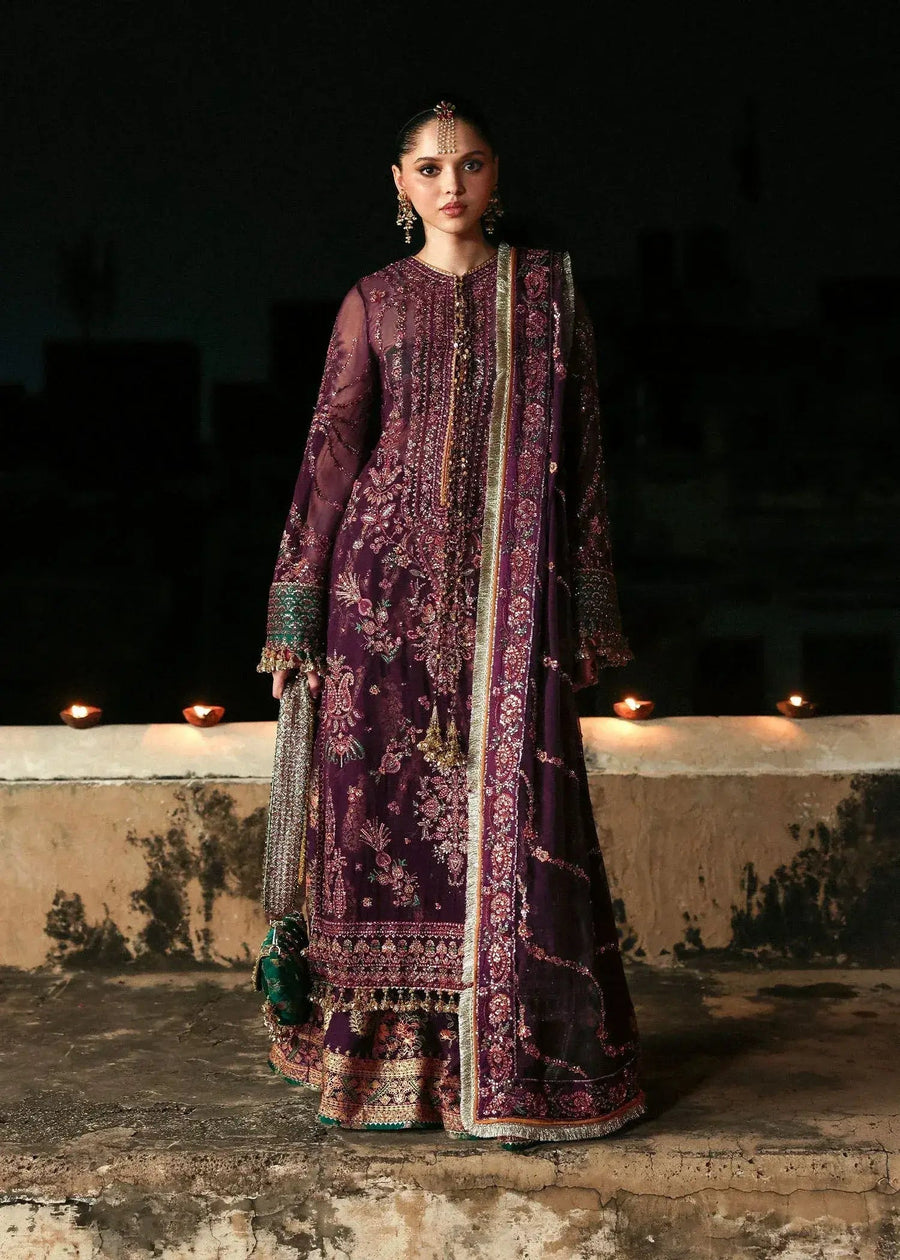 HUSSAIN REHAR ORGANZA UNSTITCHED EMB GHAZAL SUIT