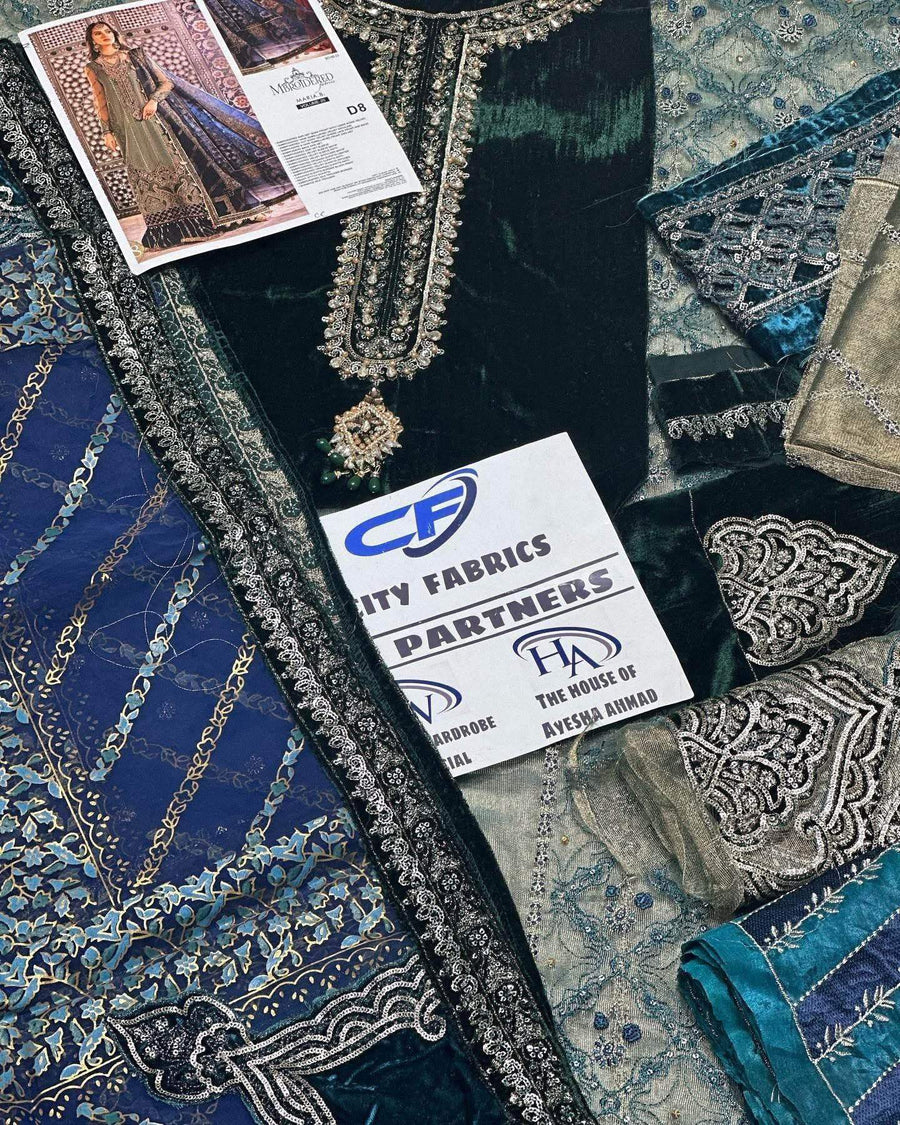 MARIA.B ZARI NET UNSTITCHED EMB SUIT