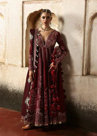 HUSSAIN REHAR RAW SILK UNSTITCHED EMB SUIT GULNAR