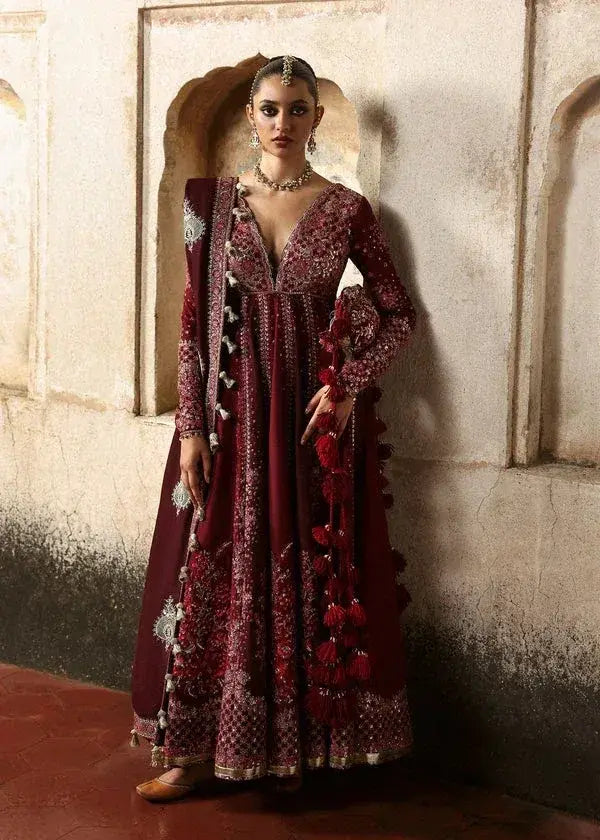 HUSSAIN REHAR RAW SILK UNSTITCHED EMB SUIT GULNAR