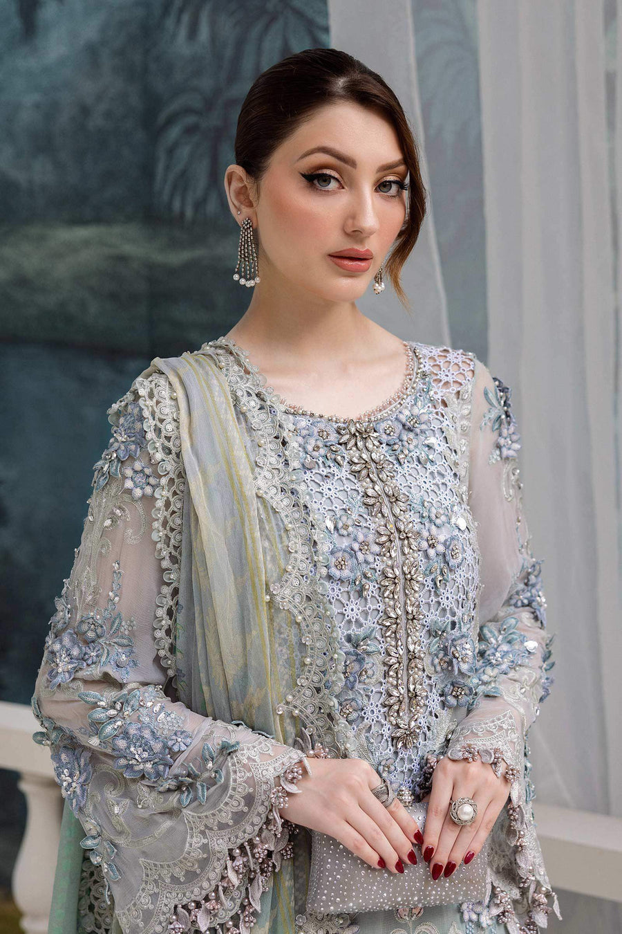 MARIA.B CHIFFON UNSTITCHED EMB D-8 SUIT