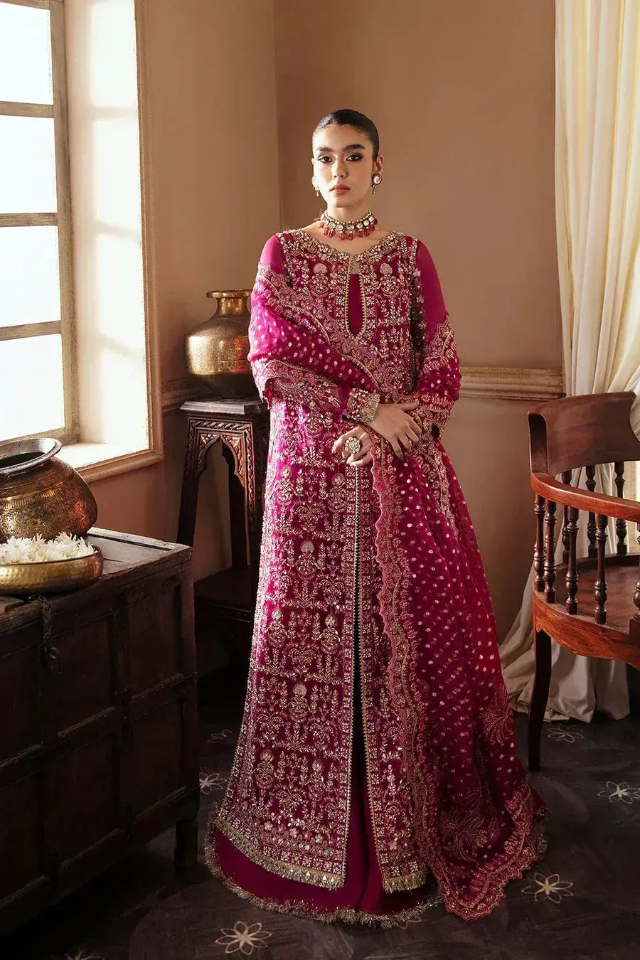 SORAYA ORGANZA UNSTITCHED EMB RAIZEL SUIT