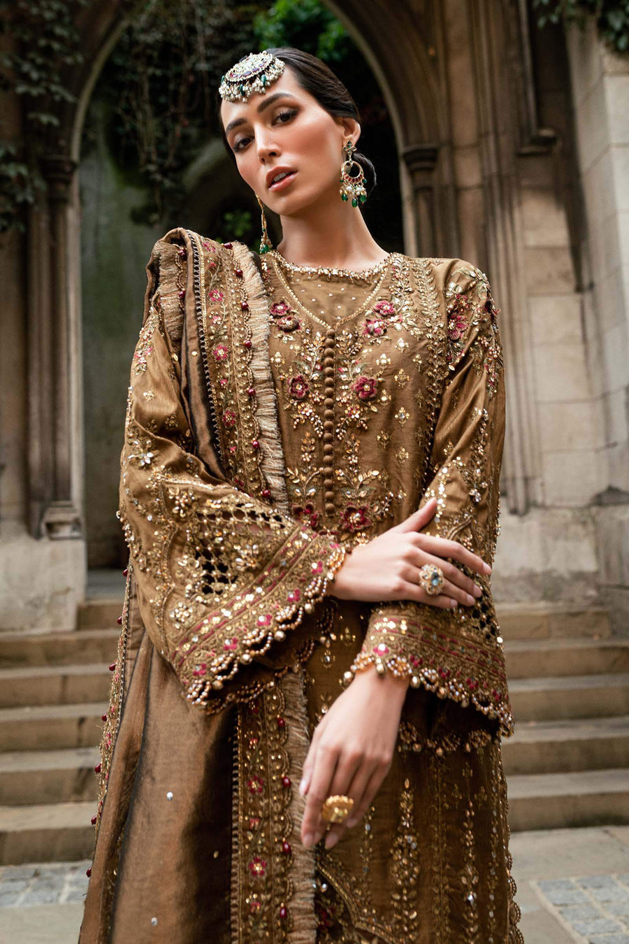 SOIRÉE RAW SILK UNSTITCHED EMB D-4 SUIT