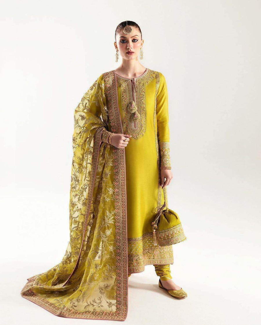 KANWAL MALIK RAW SILK UNSTITCHED EMB SUIT