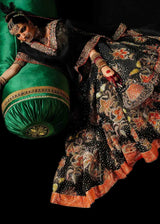 HUSSAIN REHAR ORGANZA UNSTITCHED EMB ZAIB MAXI
