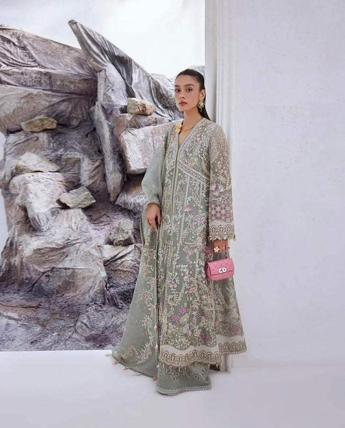SUFFUSE ORGANZA UNSTITCHED EMB SUIT