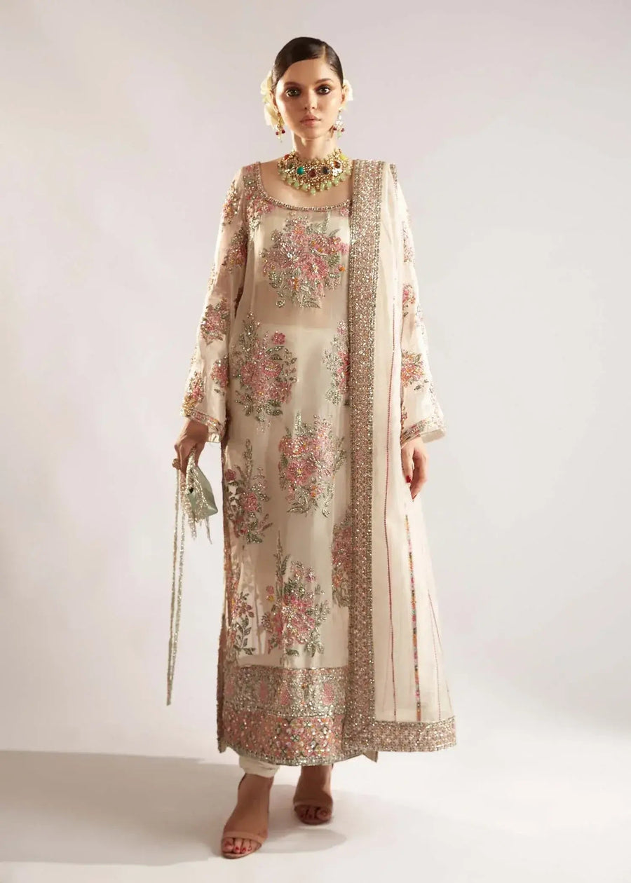 HUSSAIN REHAR ORGANZA UNSTITCHED EMB EURU SUIT