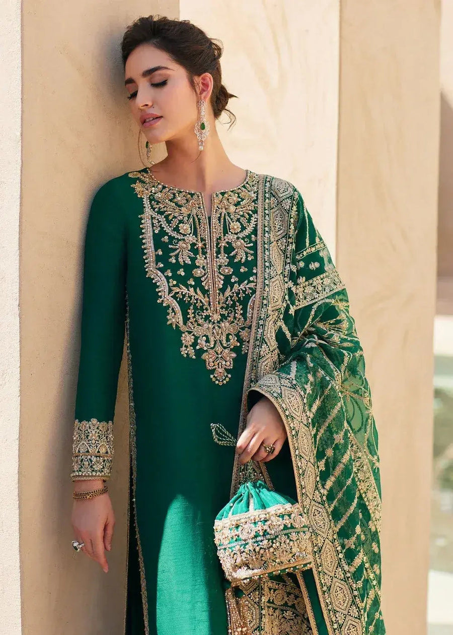KANWAL MALIK KOREAN SILK UNSTITCHED EMB SUIT LAIRA
