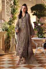 Maria B Luxury Pure Chiffon Embroidered Unstitched 3PC Suit brown