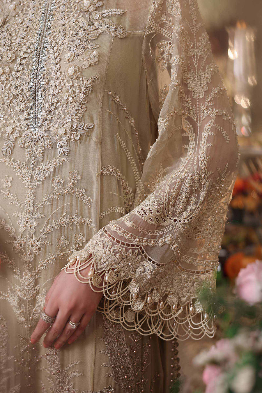 3 Piece Unstitched Embroidered Chiffon Suit COFFFE