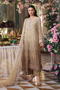 3 Piece Unstitched Embroidered Chiffon Suit COFFFE