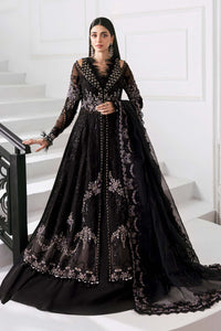 3 Piece Unstitched Embroidered Organza MC BLACK