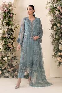 3 Piece Embroidered Chiffon Suit aqua