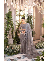 MARIA.B ORGANZA UNSTITCHED EMB SAREE
